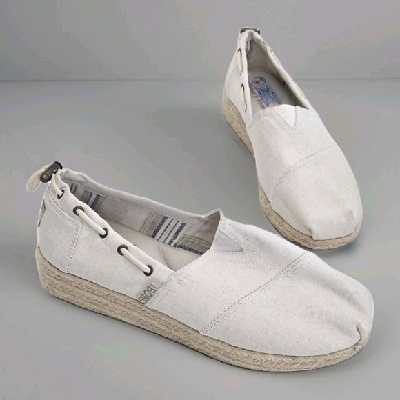 BOBS Espadrille Shoes Sz 9 Natural Canvas Highlights Yacht‎ Master Beach Coastal - Picture 1 of 7